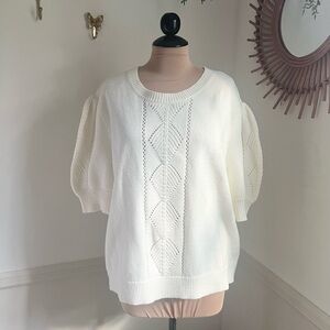 Sundance Puff Sleeve Ivory Knit Sweater | NWT Size XXL